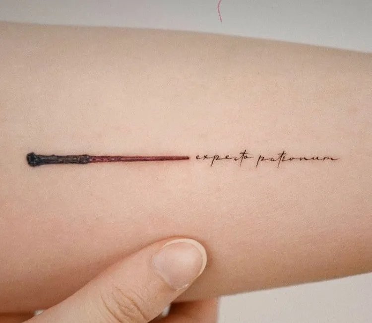 discreet harry potter tattoo wand for women