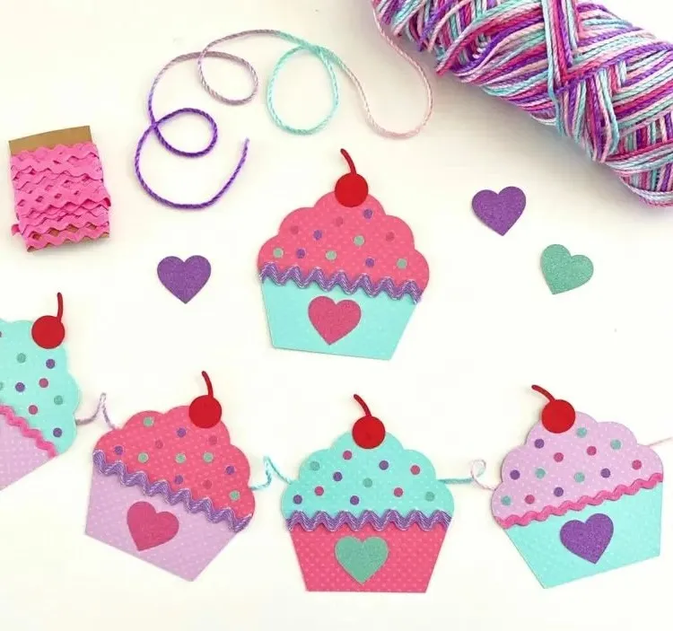 diy cupcakes on a string and decorate the classroom with garland