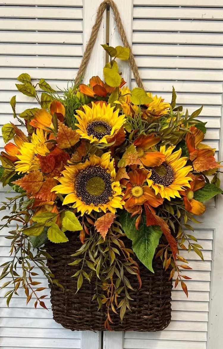 diy home decoration fall 2023 sunflowers basket