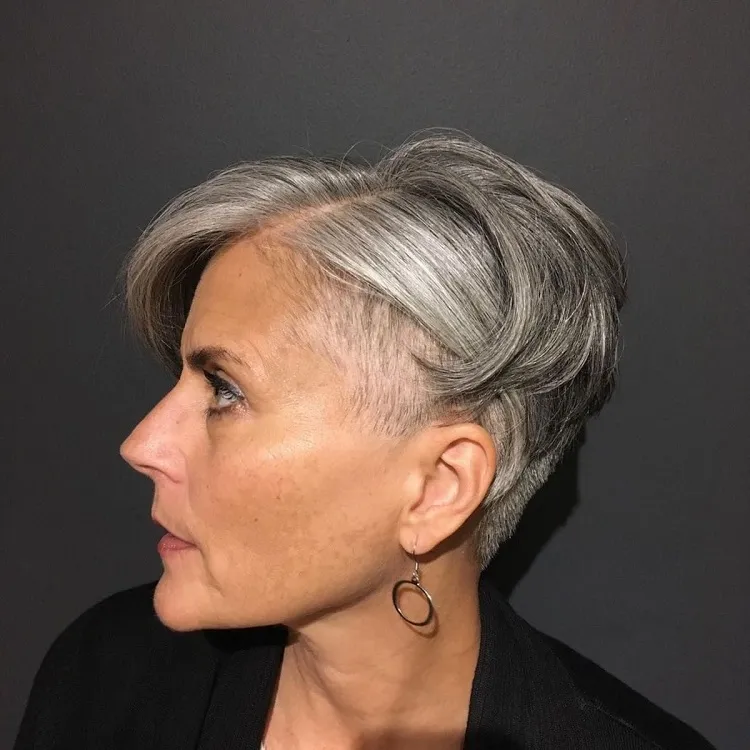 edgy bob with an undercut for women over 60