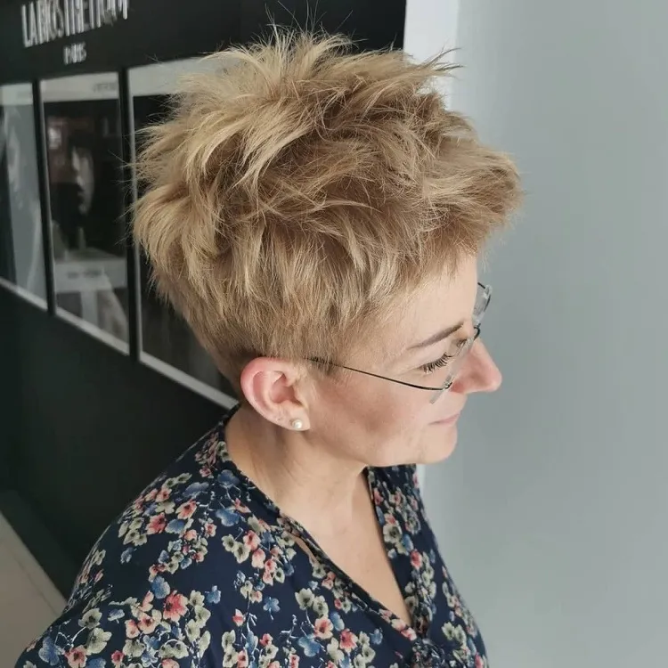 edgy short hairstyles for over 60 with glasses
