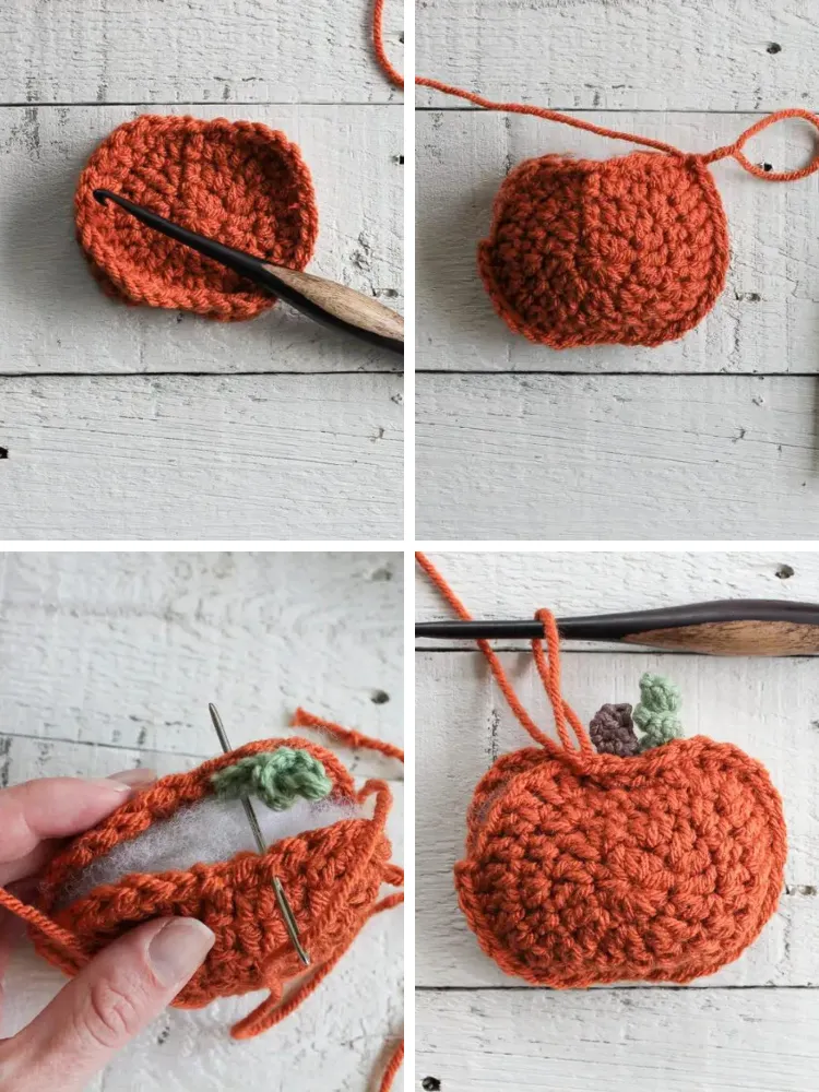 fall crochet pattern small rustic pumpkin garland steps 6 7 8 9