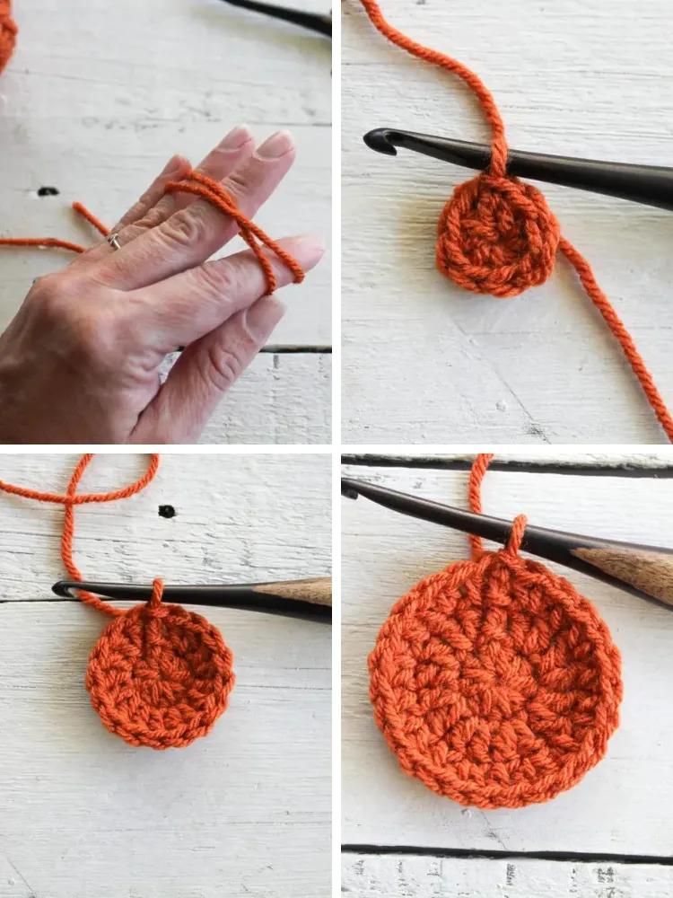 fall crochet rustic small pumpkin garland steps 1 2 3 4