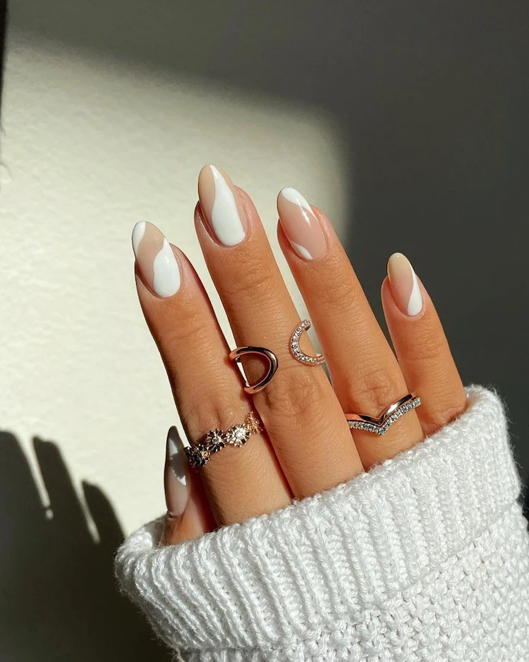 fall nails for work ideas creamy swirl nails