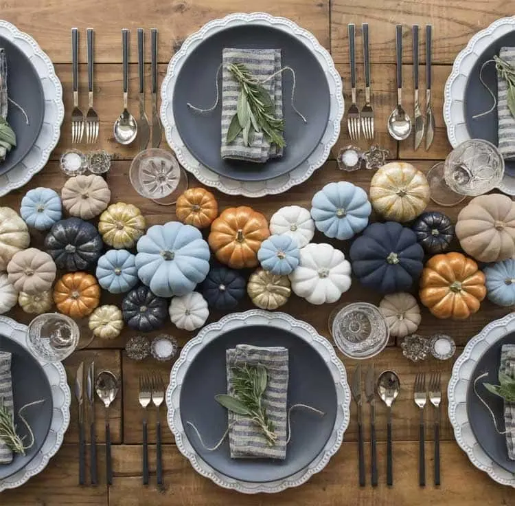 fall table decorating ideas rustic style painted pumpkins