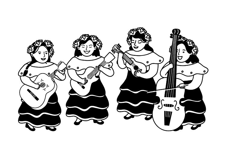 female mariachi band free kids coloring page hispanic heritage month 2023