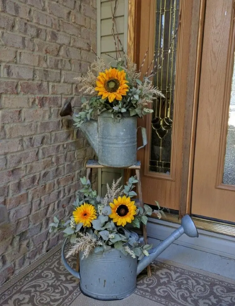 front porch fall decoration ideas 2023 with sunflowers easy diy
