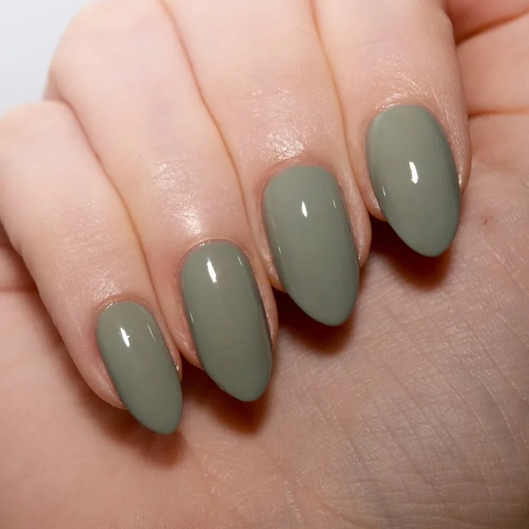 glossy sage green nails september manicure color 2023