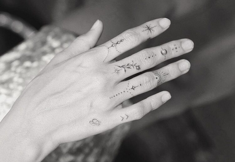 hailey bieber hand tattoo discreet ink