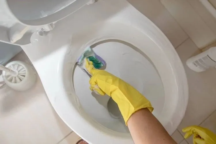 how can you clean urine scale under the toilet rim