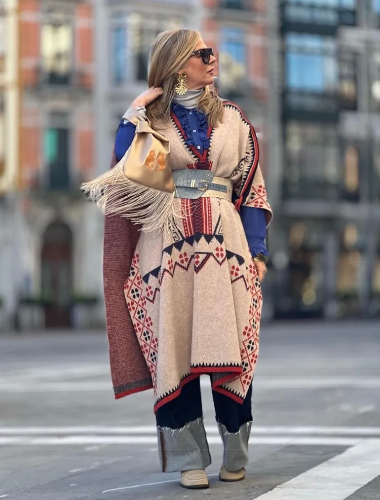 how to wear a long poncho in 2023 fall outfits