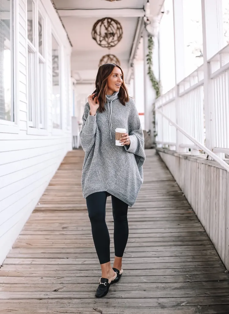 how to wear a poncho with leggings casual fall outfit ideas 2023