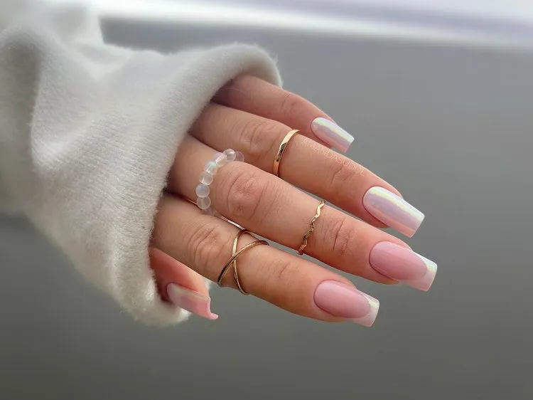 lavender muted french tip nails square shaped