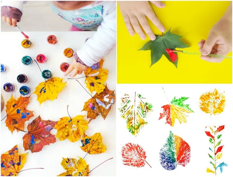 leaf painting easy fall crafts for kids preschool