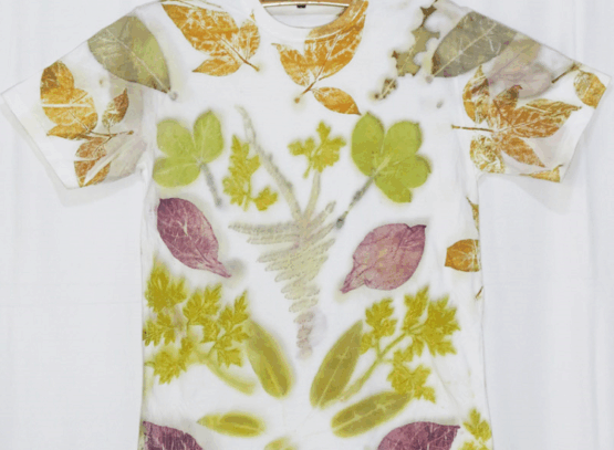 leaf printing on fabric place the leaf face down
