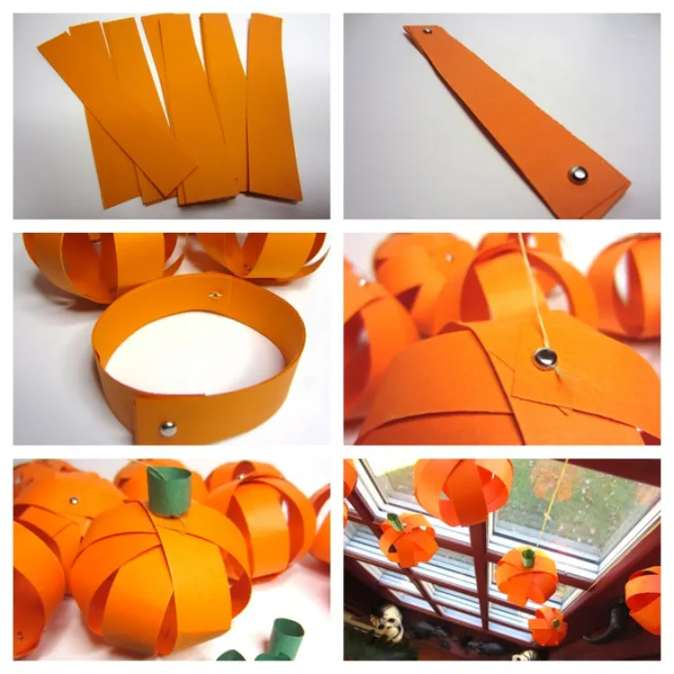 making hanging paper pumpkin orbs fall classroom decoration step by step guide