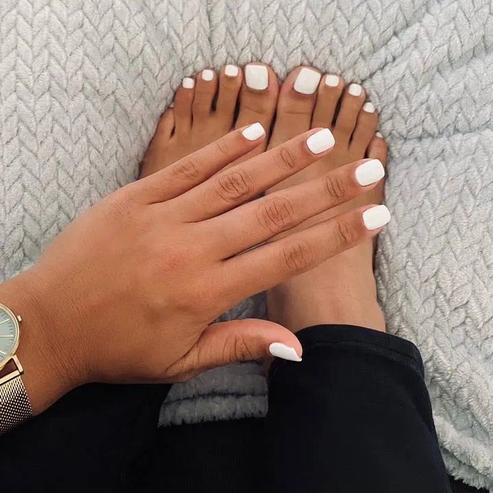 matching white manicure and pedicure is always in style