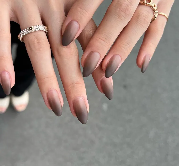 matte brown ombre french tips fall nails october trends 2023