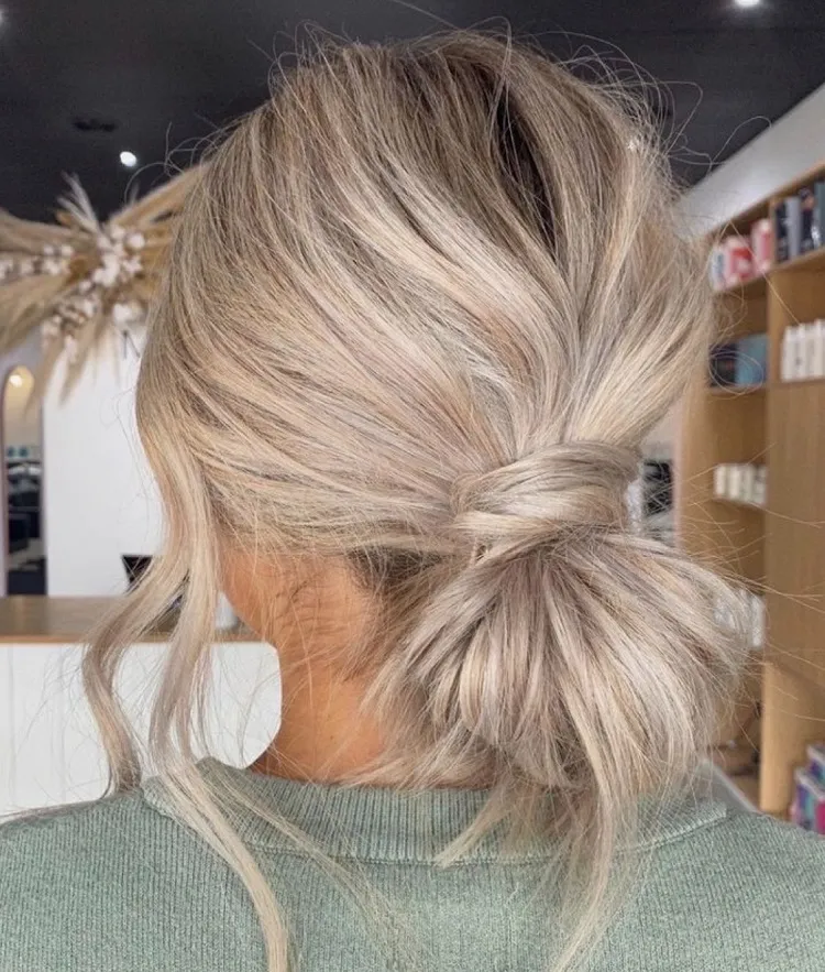 messy low bun cute hairstyles for work