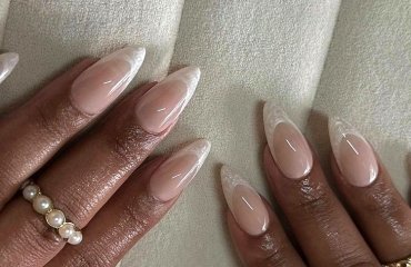 milky white french fade nails muted manicure almond shaped