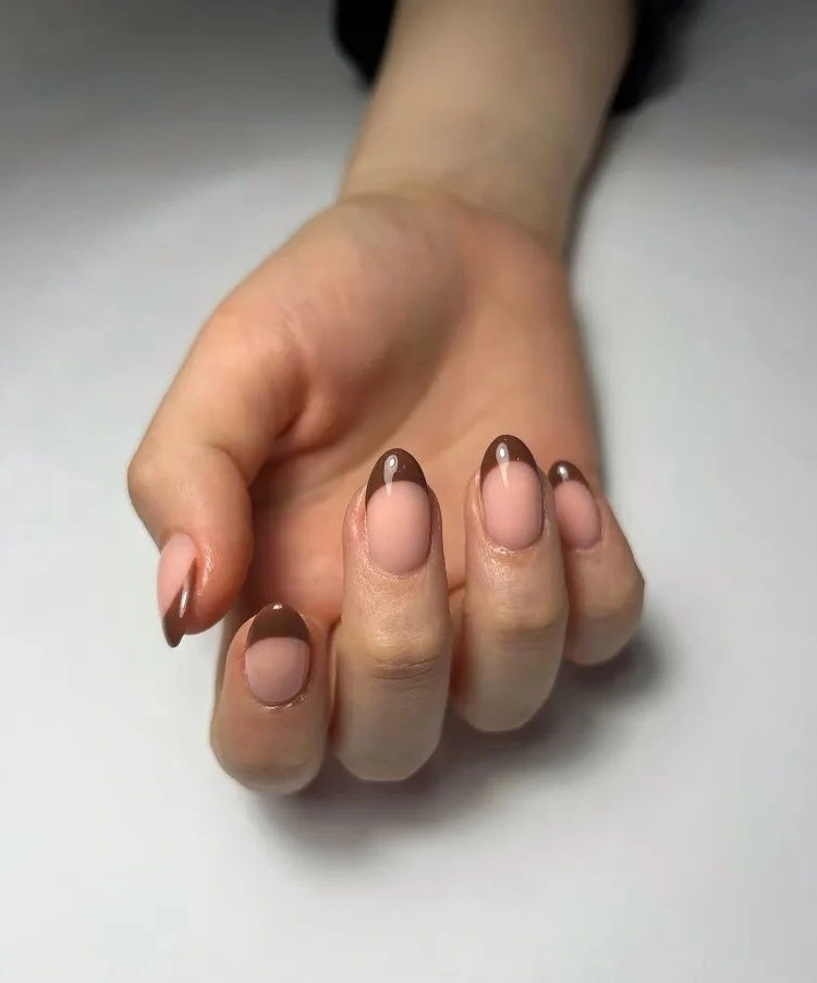 nail art trend french brown manicure for fall 2023