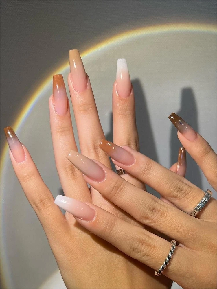 nude fall ombre nails design