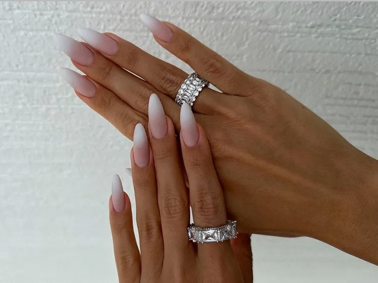 ombre muted french manicure almond shaped
