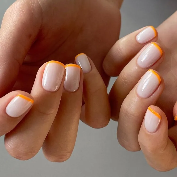 orange baby french manicure micro tips
