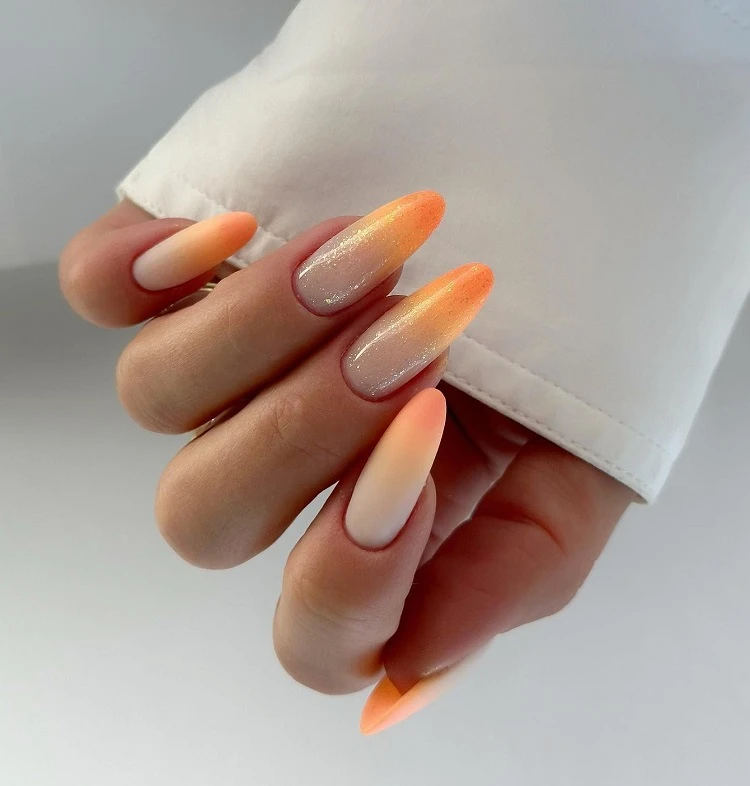 orange ombre nails for autumn