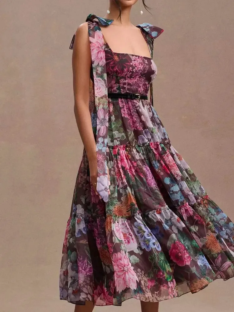 outdoor floral wedding guest dress for fall