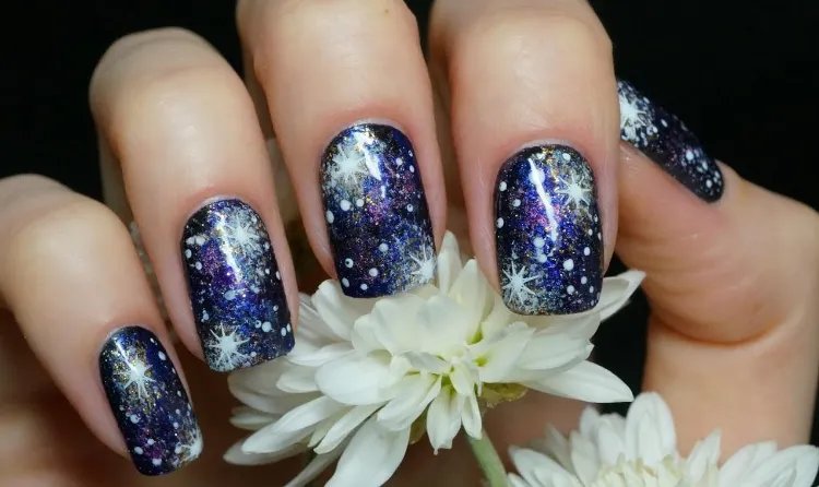 paint stars onto your galaxy manicure