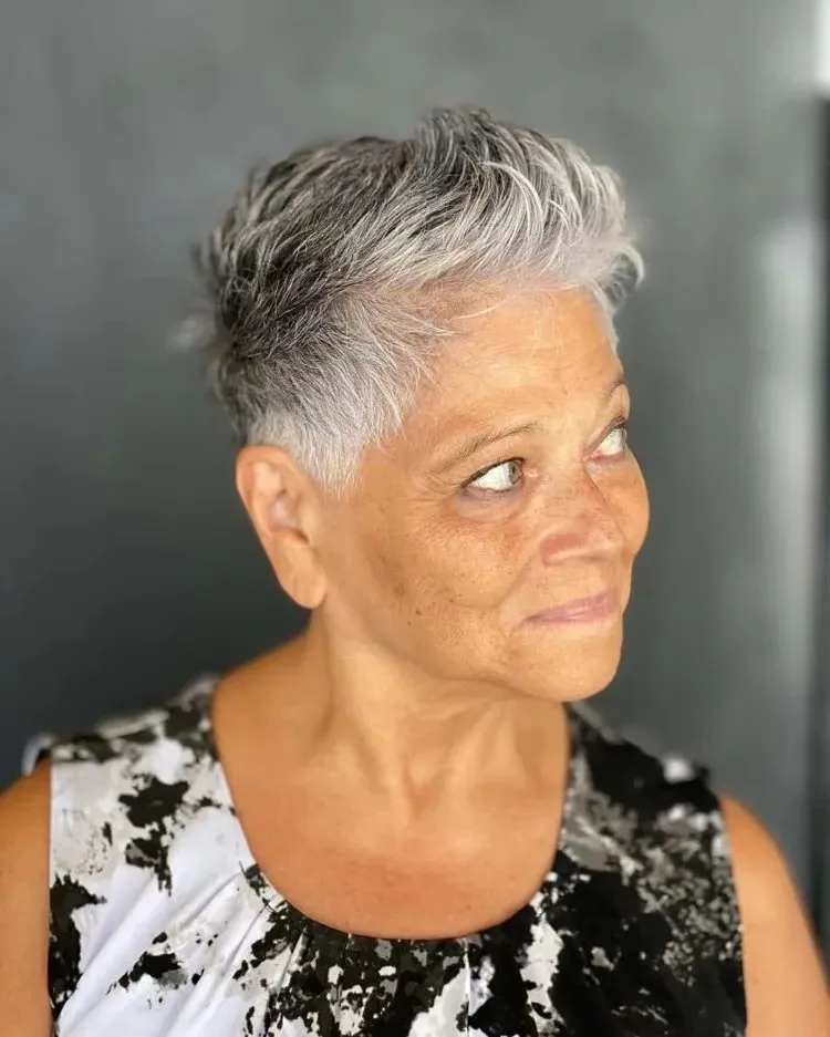 pixie cut for women over 50 modern short hairstyles for grey hair