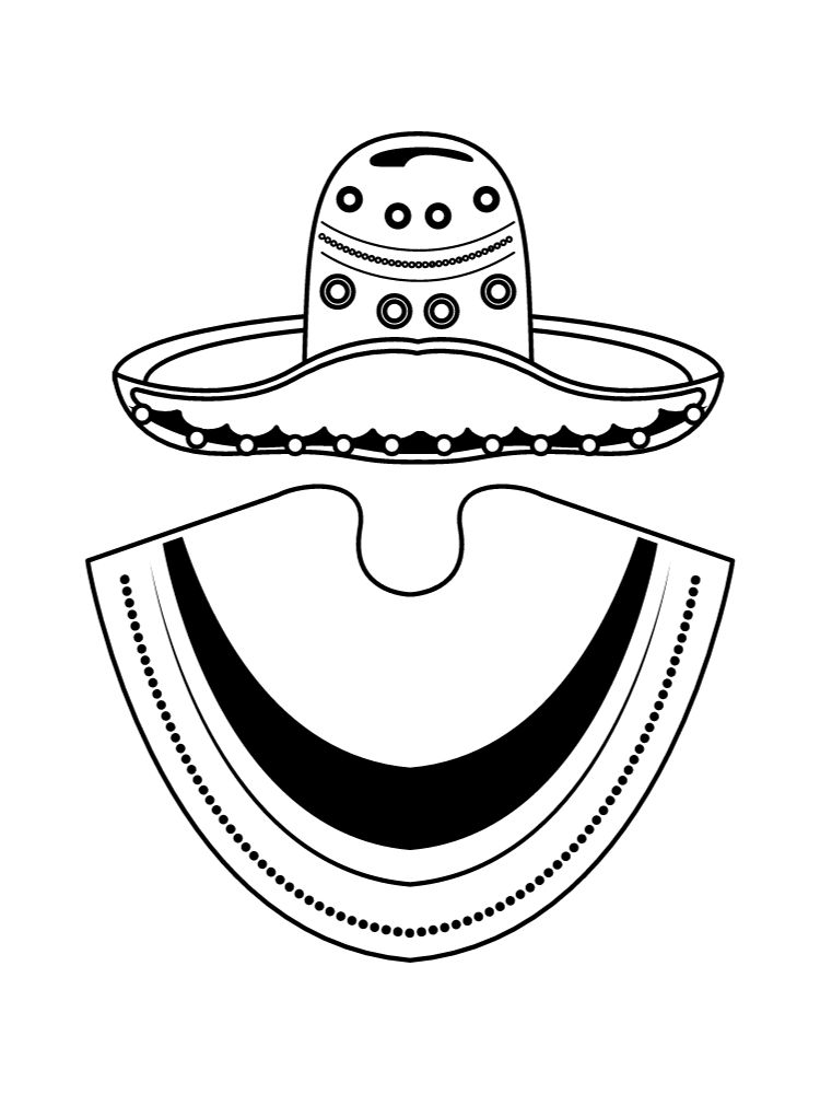 poncho sombrero easy preschool hispanic heritage month free coloring page