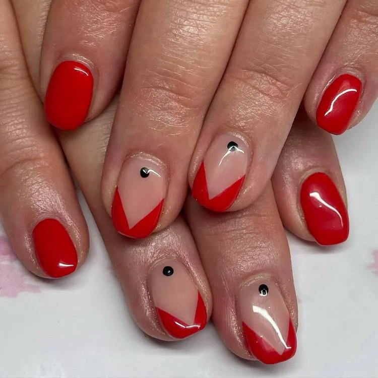 red french tip nails and minimalist nail art