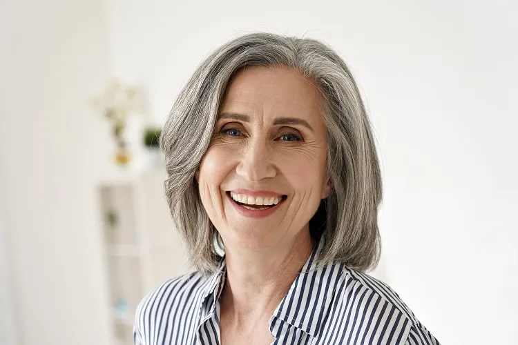 salt and pepper long bob with soft layers modern hairstyles 2023 women over 50