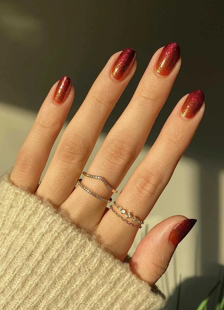 short fall ombre nails red