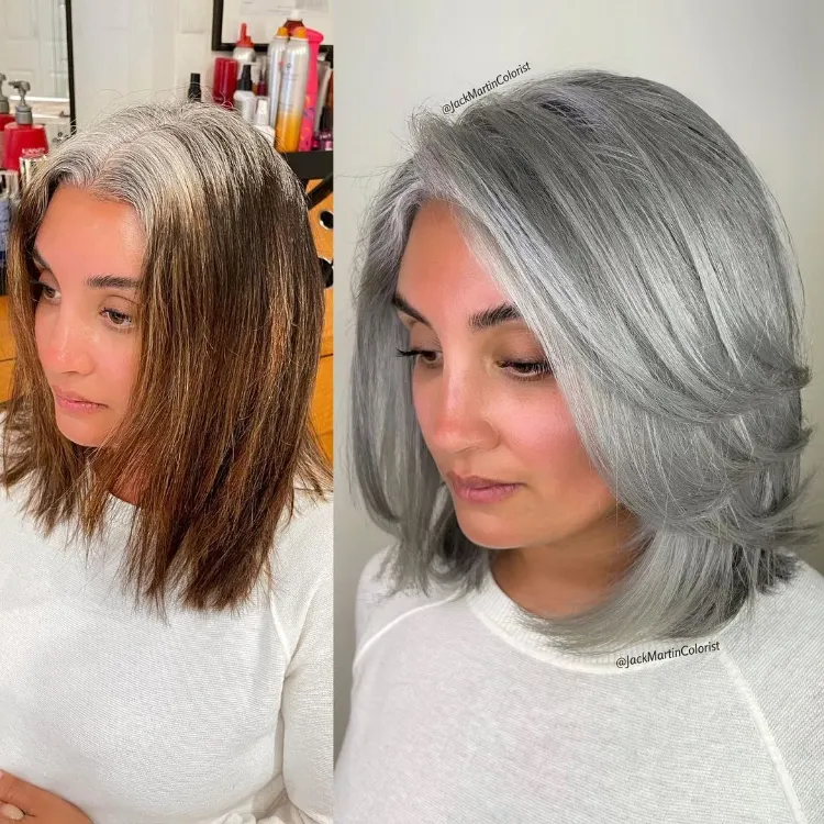 short hairstyles for grey hair 2023 trendy hairstyles for women over 50