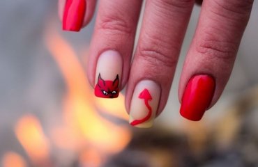 simple halloween nails that are trending in 2023 red devil nail art