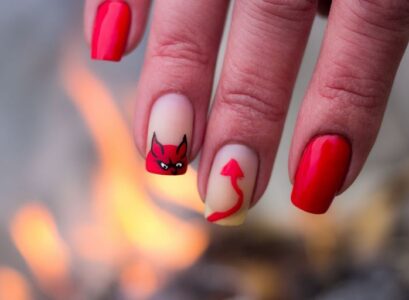 simple halloween nails that are trending in 2023 red devil nail art