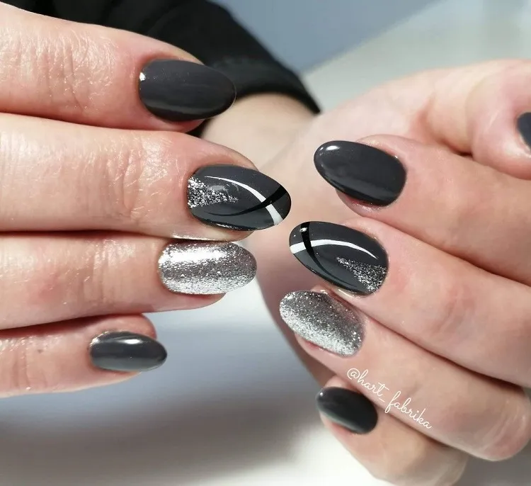 sophisticated classy charcoal gray nail polish for over 50