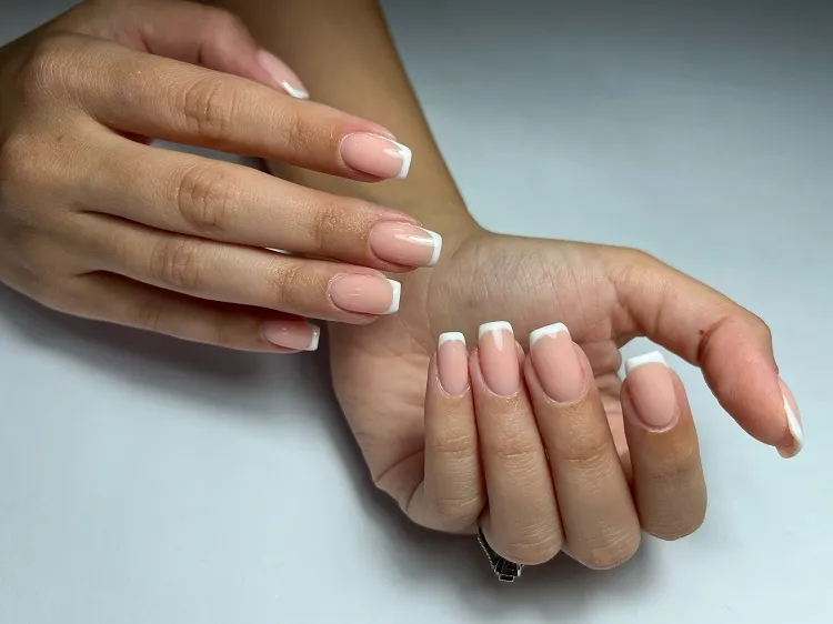 square round nails french manicure