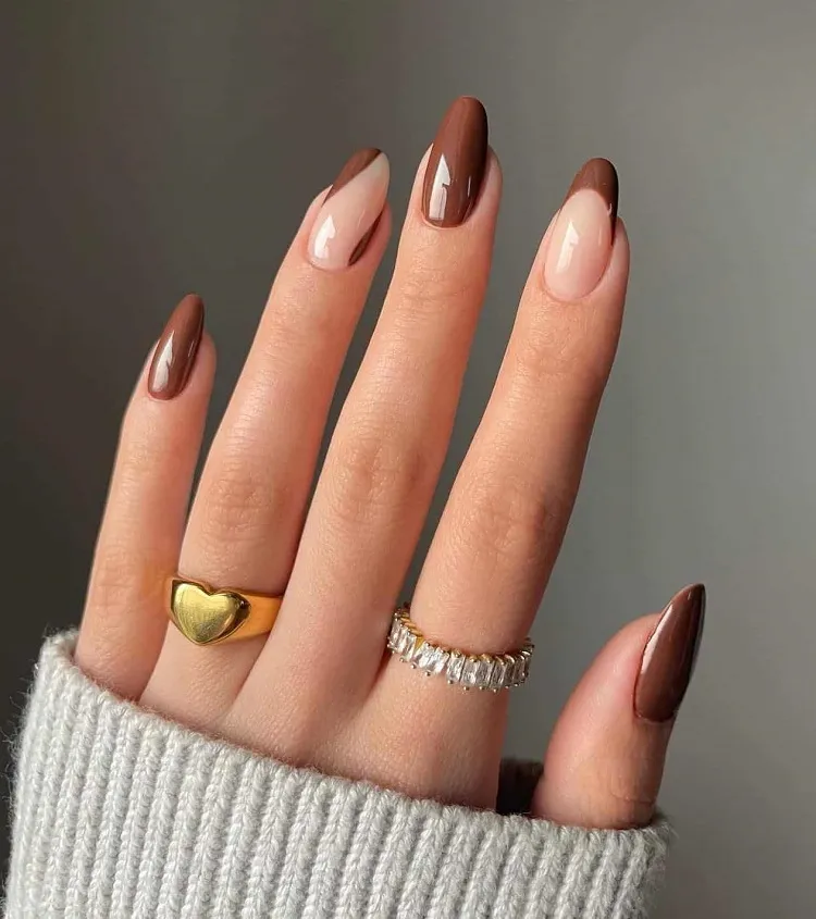 stylish coffee brown manicure for women in their fifties