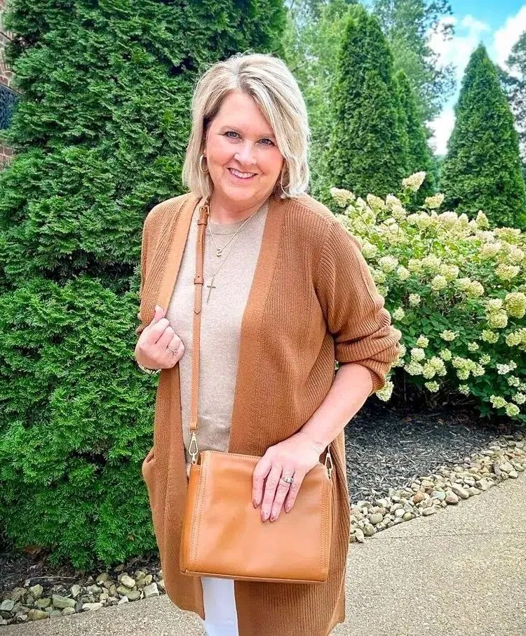trendy brown handbag for a 60 year old woman
