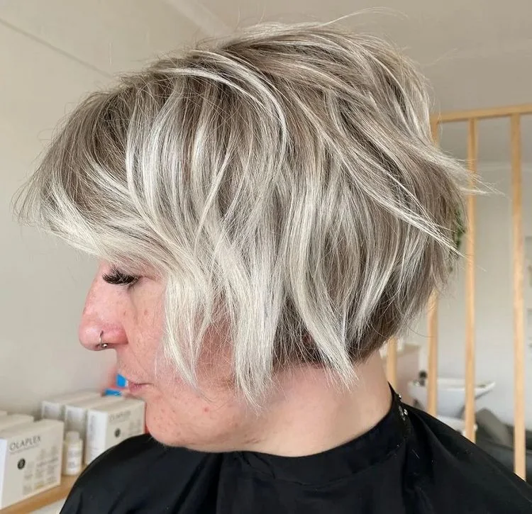 trendy french bob for older women with waves