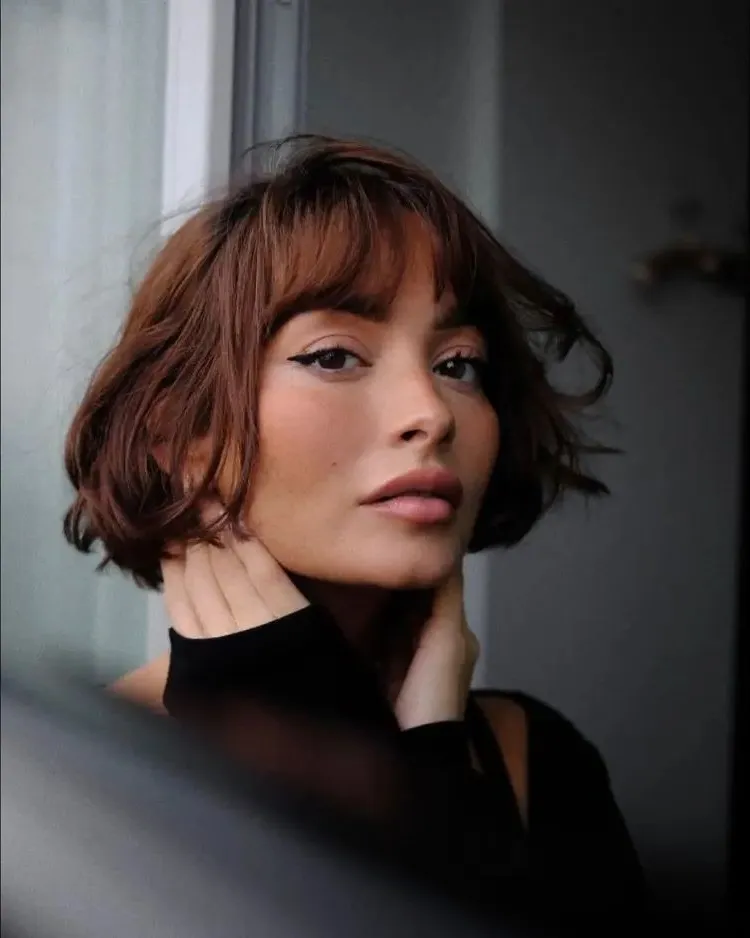 trendy haircut 2023 french bob short with modern bangs for fall 2023