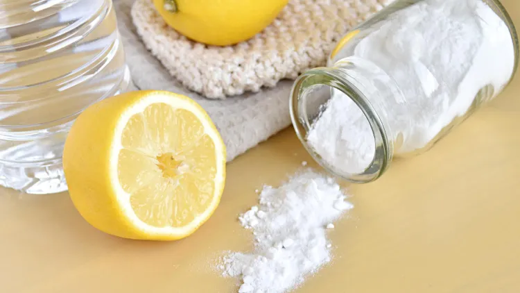 use lemon juice and baking soda to remove lipstick stains