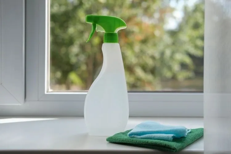 use suitable cleaning tools and household remedies for window sills and panes