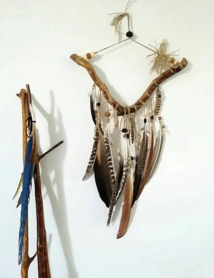 wall decoр with feathers make yourself easy idea exotic boho chic