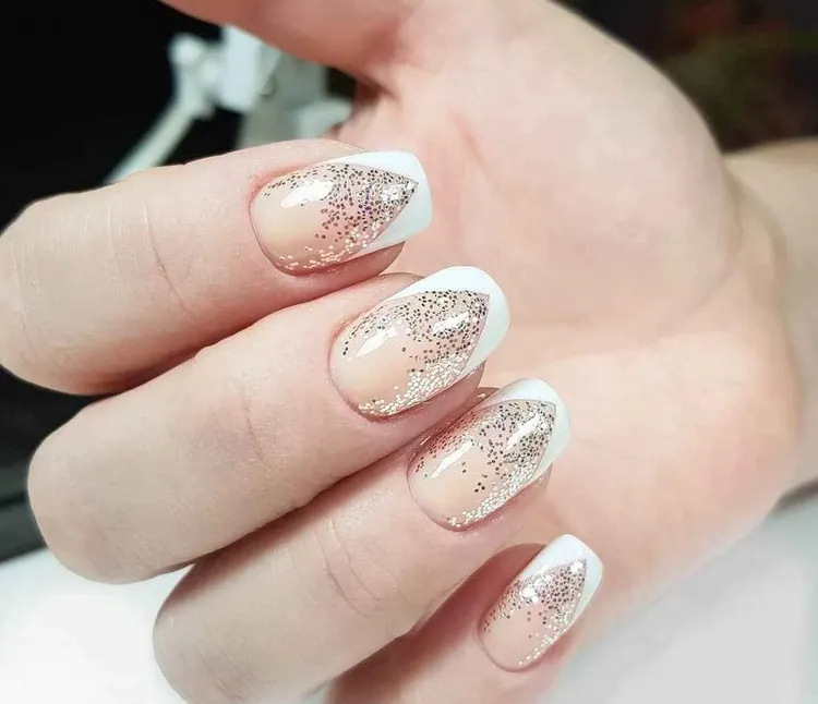 white and glitter french manicure