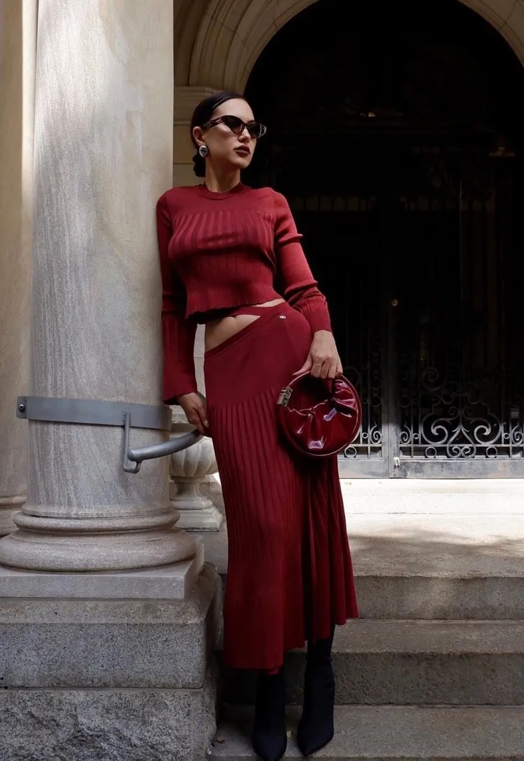 wine red dress fall 2023 trends outfit ideas